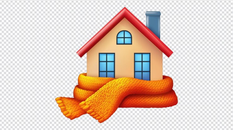 PSD a cozy home wrapped in a warm scarf symbolizing comfort and warmth during the chilly winter months