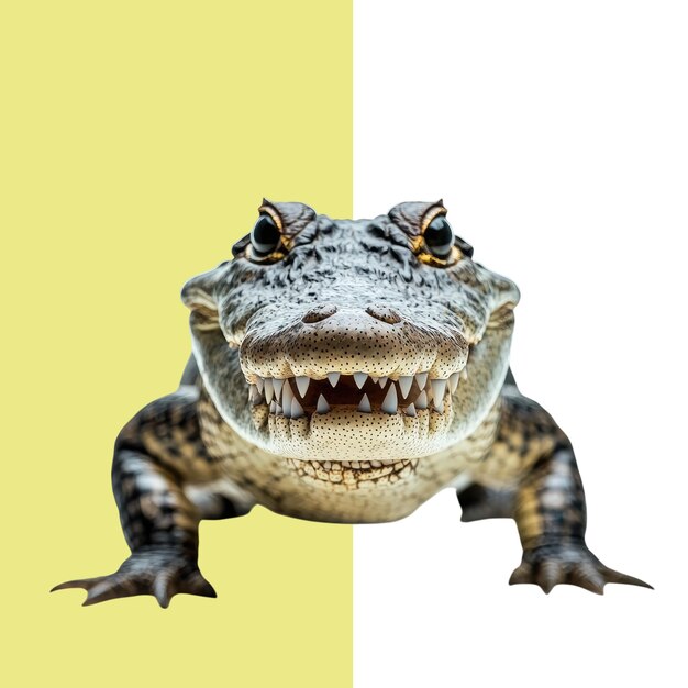 a crocodile with its mouth open showing sharp teeth on a white background transparent alpha background png