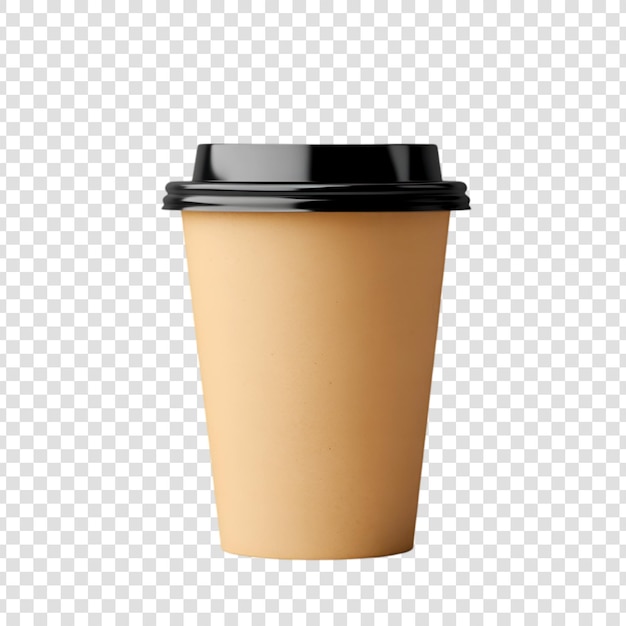 a cup of coffee with a black lid on a transparent background