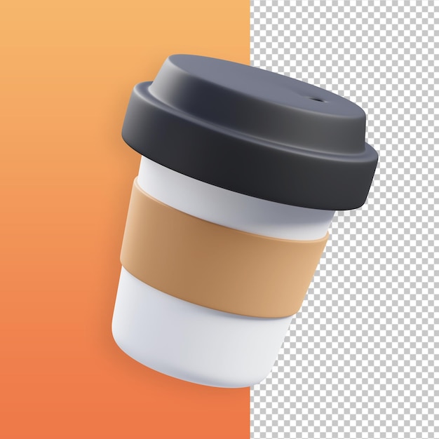 PSD 茶色の蓋の 3 d イラストレーションのコーヒー カップ