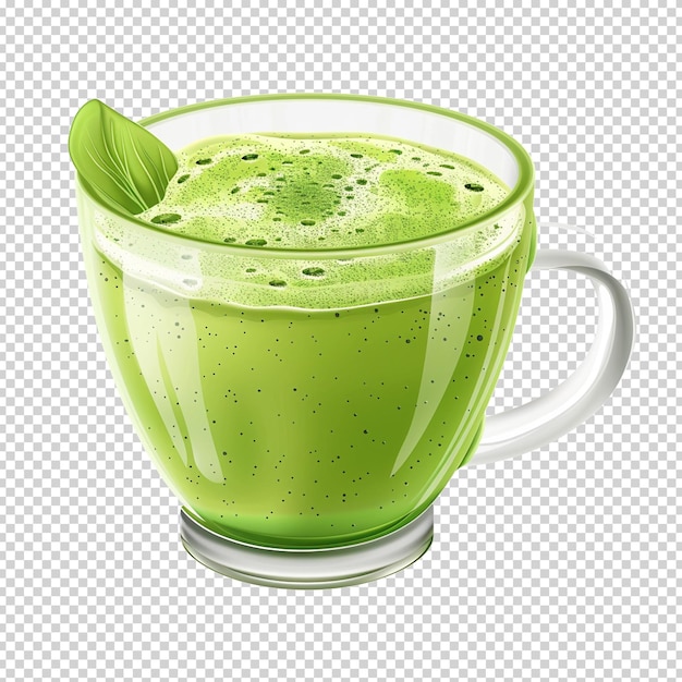 PSD a cup of green tea with a green drink in it