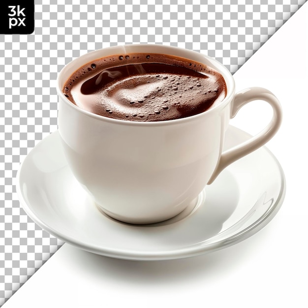PSD Чашка горячего шоколада на тарелке с чашечкой горячого шоколада