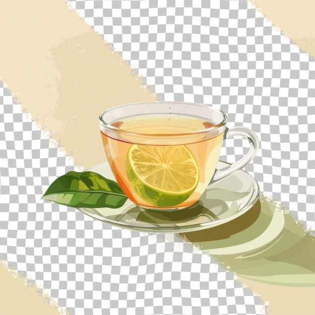 PSD a cup of tea with a slice of lime on it