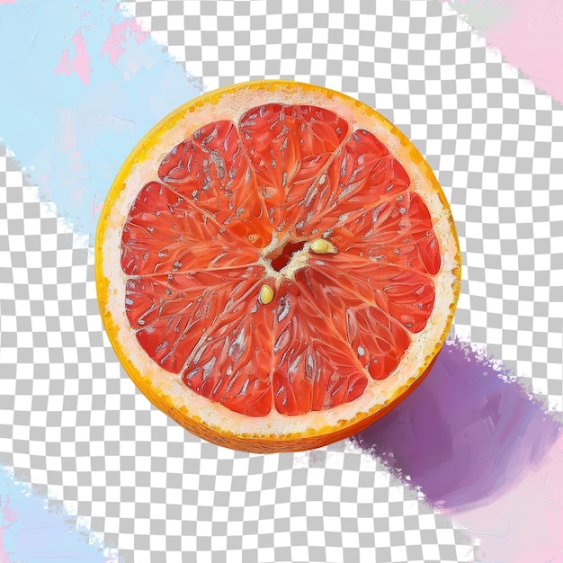 PSD a cut in half of a grapefruit is shown on a checkered background