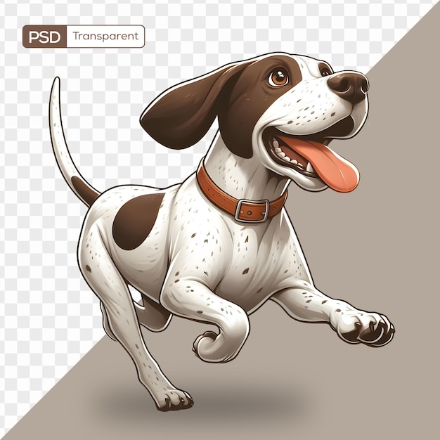 PSD Милая английская собака-пойнтер на прозрачном фоне