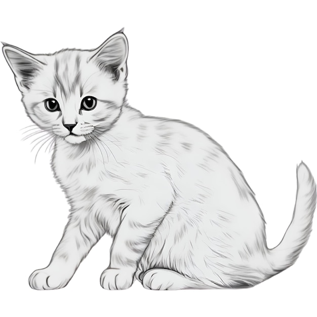 PSD Рисунок милого котенка портрет котенка в минималистическом стиле