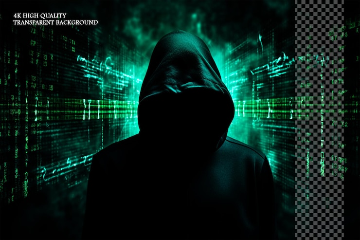PSD a dark background with lines of code in the foreground on transparent background