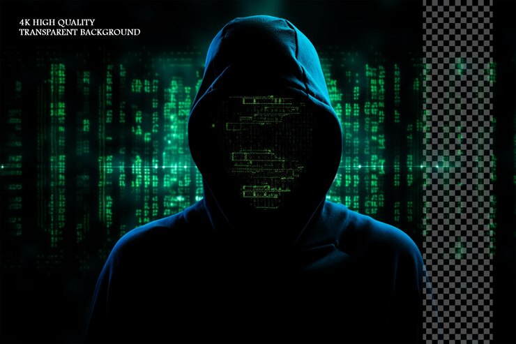 PSD a dark background with lines of code in the foreground on transparent background