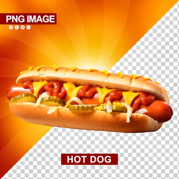 PSD Вкусный хот-дог с кетчупом и горчицей