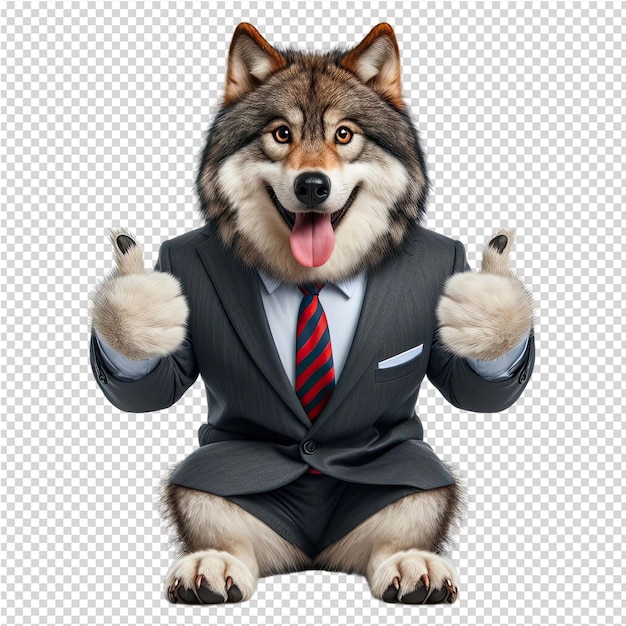 PSD スーツとネクタイの狼の写真を着たスーツの犬