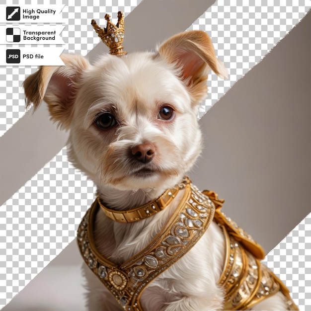 PSD 王冠をかぶった犬は金の王冠を着ている