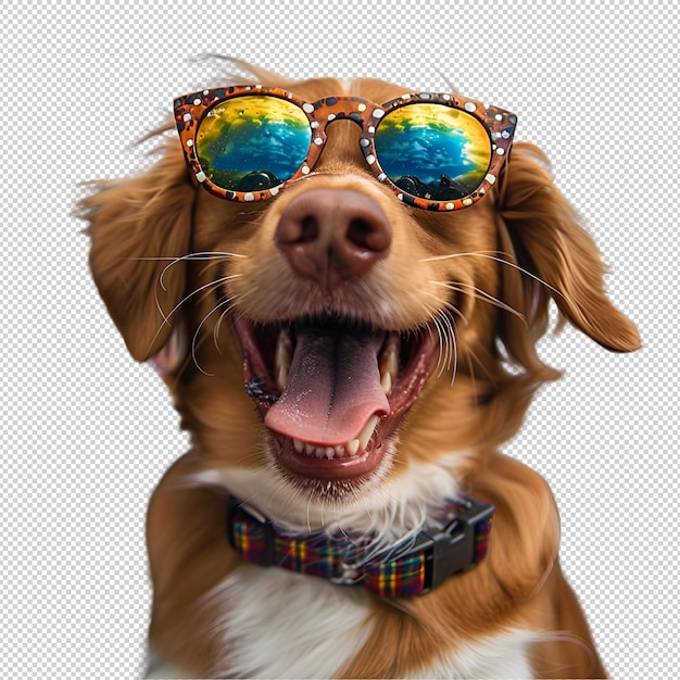 PSD Собака в солнцезащитных очках с надписью 