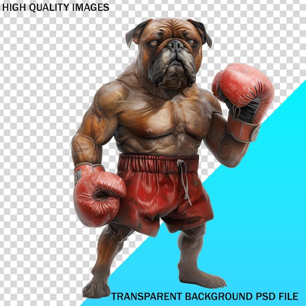 PSD ひげとボクシングの手袋を持つ犬