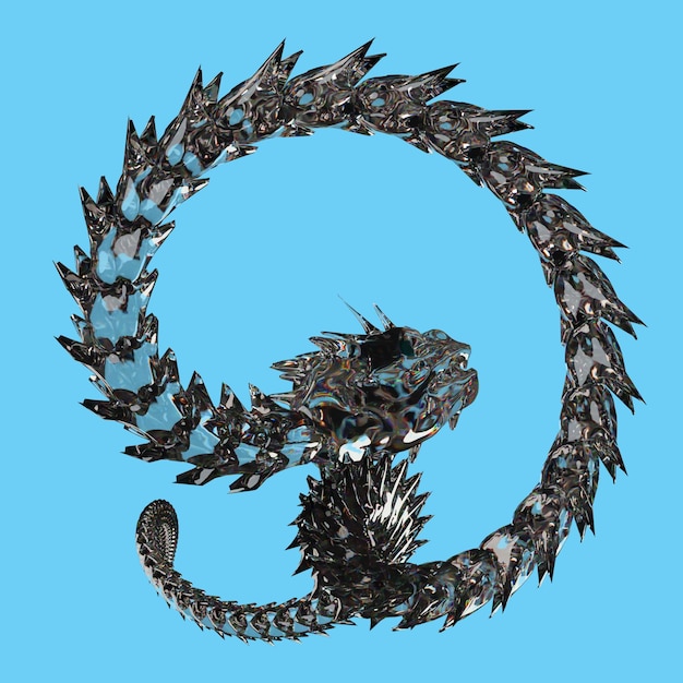 a dragon with a dragon head and a blue background