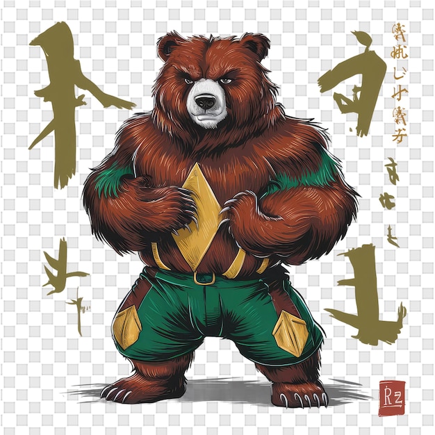 PSD その上に熊が書かれたシャツを着たクマの絵