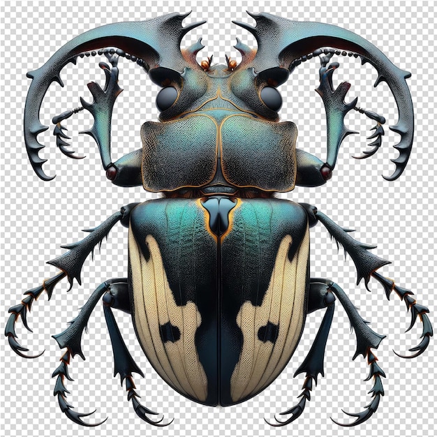 파란색과 색의 배경을 가진 정벌레의 그림