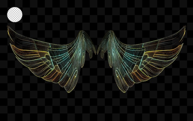 A drawing of a bird with neon green wings