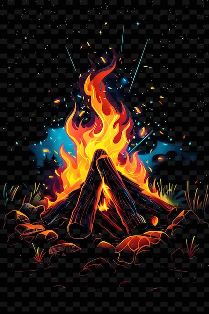 PSD キャンプファイアの絵に火の引用という文字が描かれています