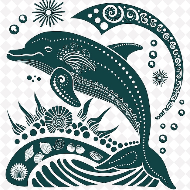 PSD Рисунок дельфина со словами дельфин на нем