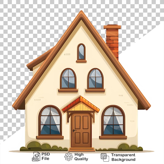 PSD Рисунок дома в стиле мультфильма, изолированный на прозрачном фоне