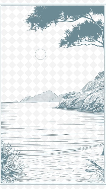 PSD 배경 에 나무 가 있는 호수 의 그림