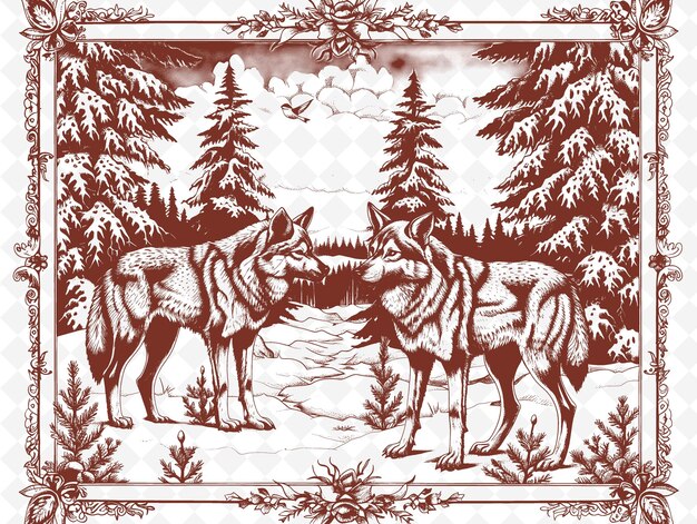 PSD Рисунок лося и оленя в лесу