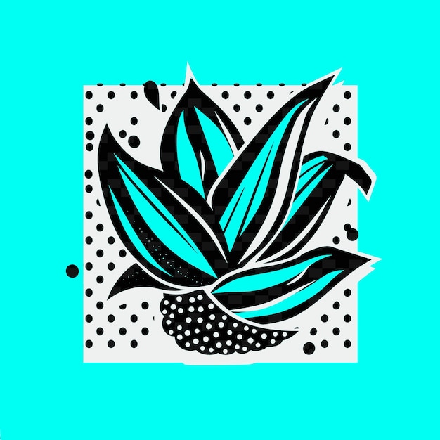 PSD a drawing of a plant with a blue background with dots and dots