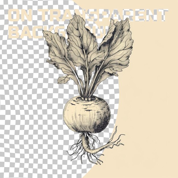 PSD a drawing of a root vegetable that has a leaf on it