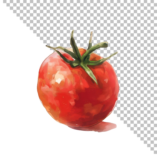a drawing of a tomato with a green stem
