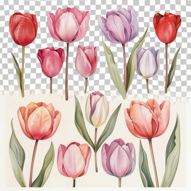 PSD Рисунок различных тюльпанов