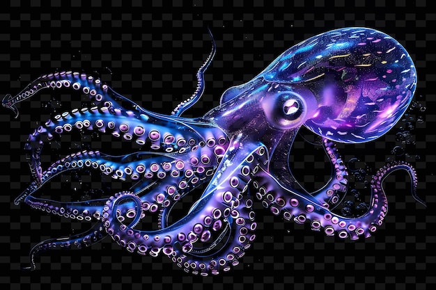 PSD Рисунок осьминога с фиолетовыми и голубыми глазами