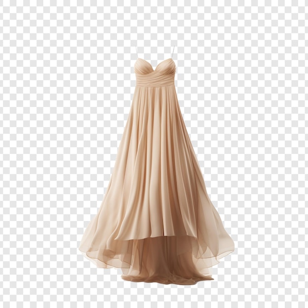 透明な背景に隔離されたハンガーに掛けられたドレスを掛けているドレス