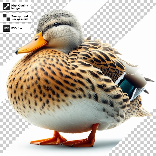 PSD a duck with a tag that says duck on it