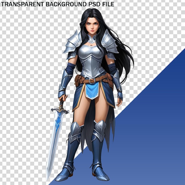 PSD a female knight with a sword and shield on it