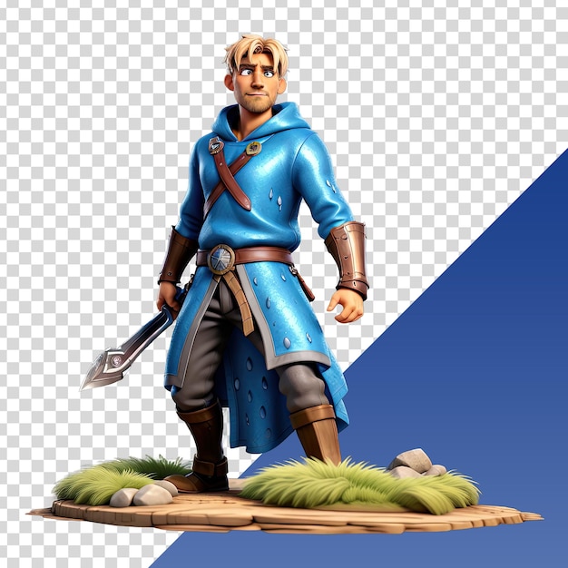 PSD a figurine of a knight with a sword and shield