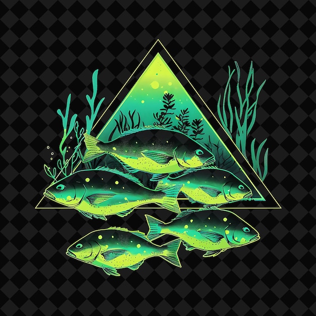 a fish set with a triangle on the bottom and the bottom of the frame
