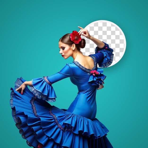Танцовщица фламенко в красивом платье на прозрачном фоне