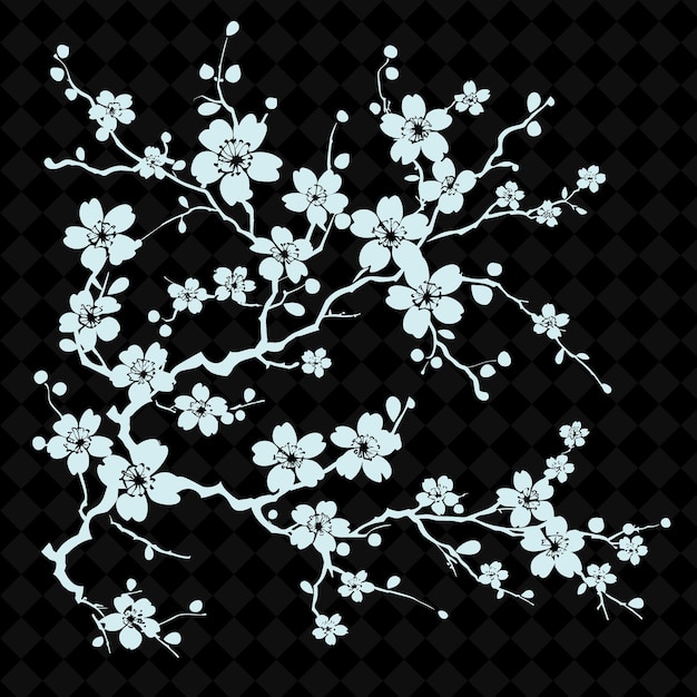 PSD 黒い背景の白い花の花の配置