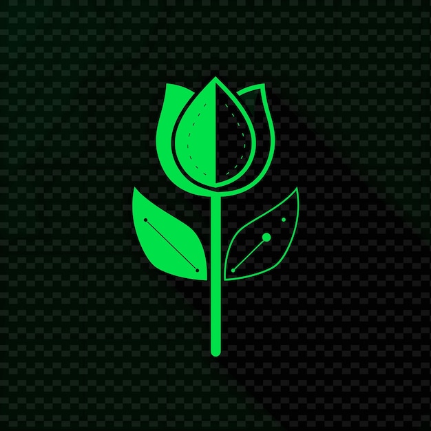 PSD 초록색 줄기 와 초록색 잎 을 가진 꽃