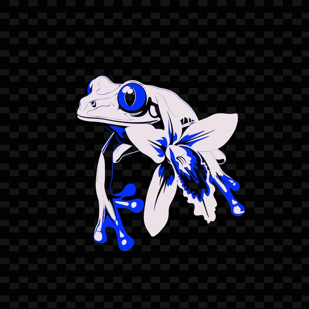 PSD a frog with a blue eyes and a blue body is on a black background