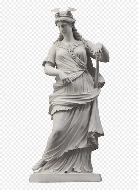 PSD 透明な背景のヴィンテージイラストの女性女神の全長のギリシャ像