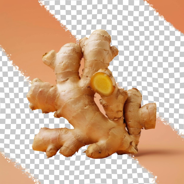 PSD a ginger root is on a white and black grid background