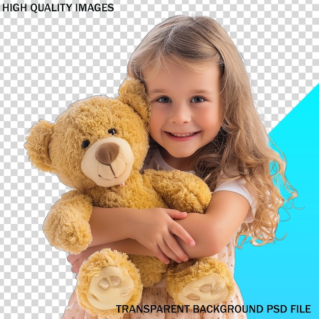 PSD Девушка с плюшевым медведем и фотографией девушки