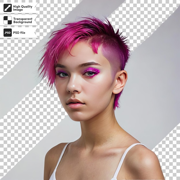 PSD a girl with pink hair and purple hair is shown with a photo of a girl with pink hair