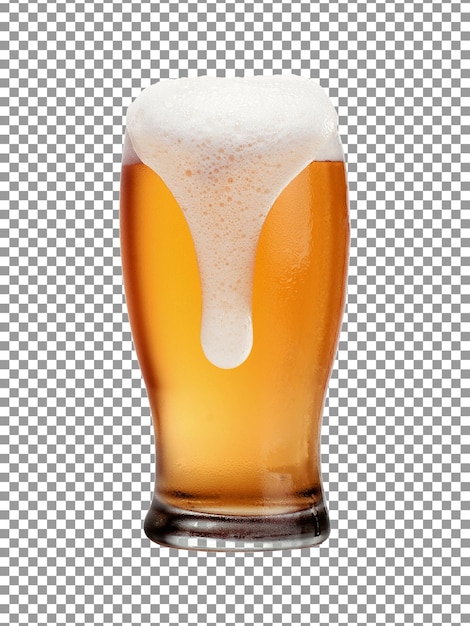 PSD Стакан пива с пенным верхом на прозрачном фоне