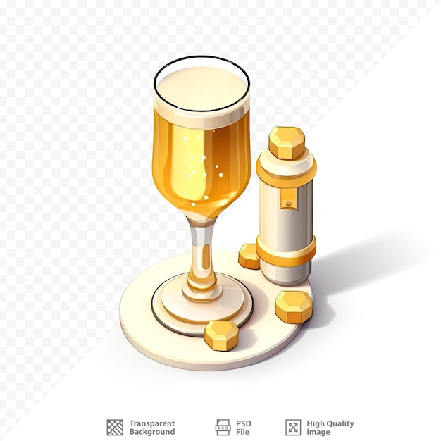 PSD Стакан шампанского сидит рядом с парой шампанских флейт.