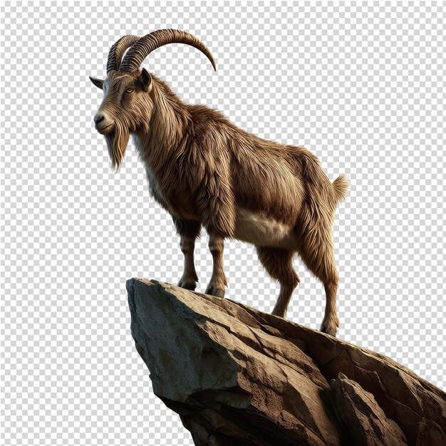 PSD a goat on a rock with a picture of a mountain goat on it