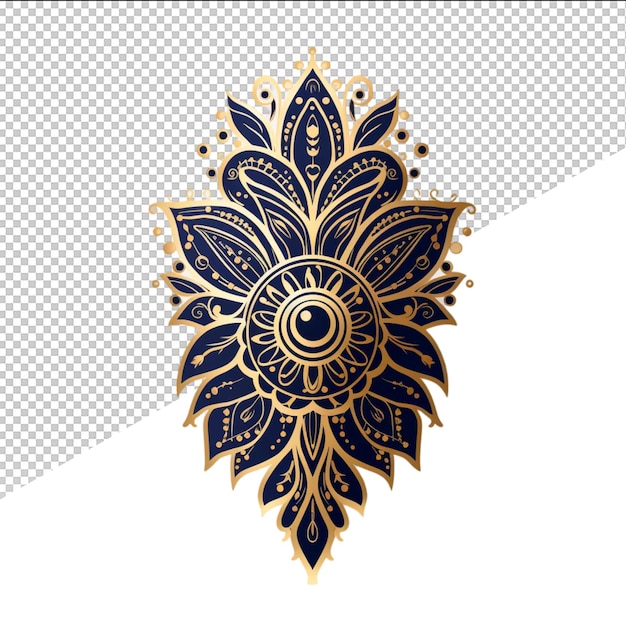 PSD a gold and blue design with a gold flower on it