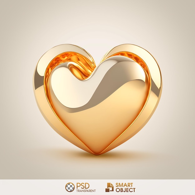 PSD Золотое сердце со словом «умный объект» посередине