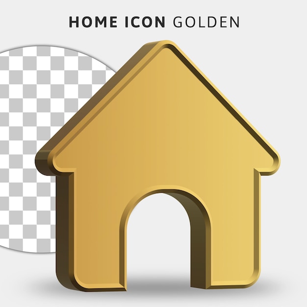 PSD Золотой значок дома на прозрачном фоне